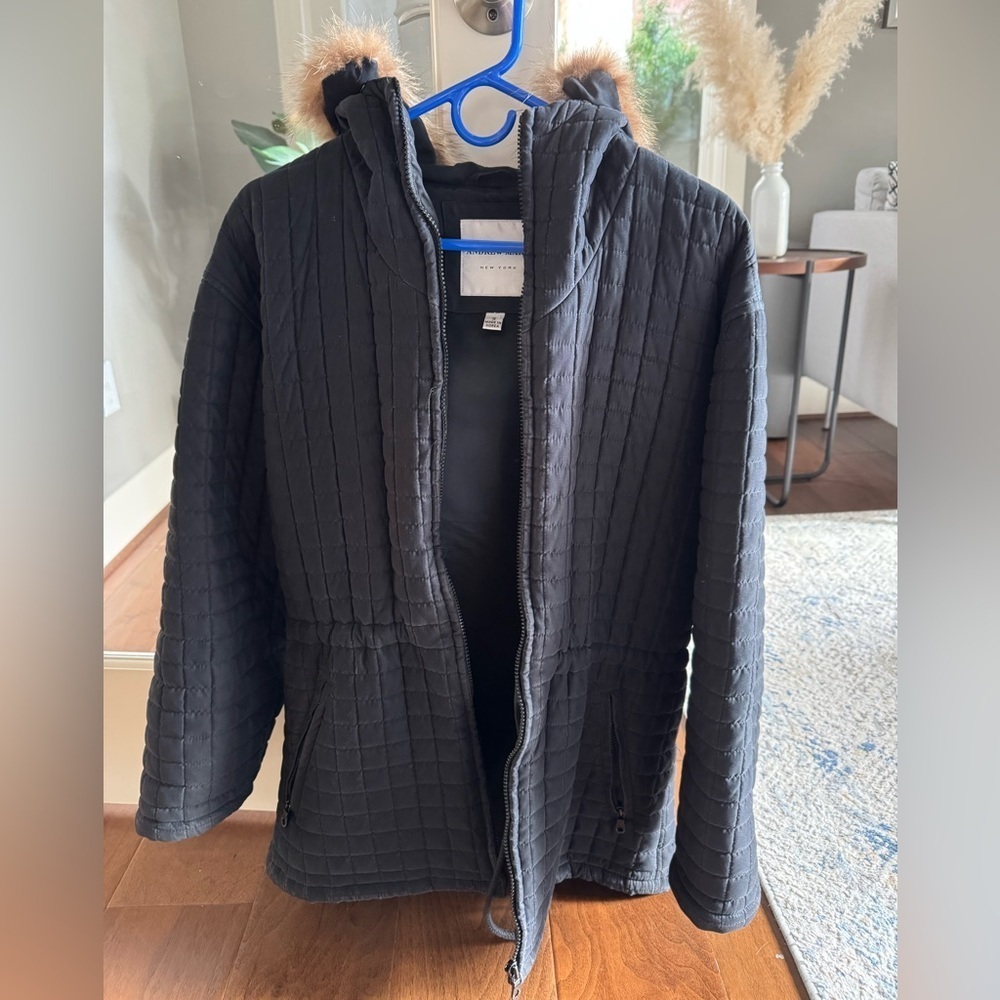Andrew Marc Black Quilted Jacket from Saks. Fur trim! - Picture 3 of 9